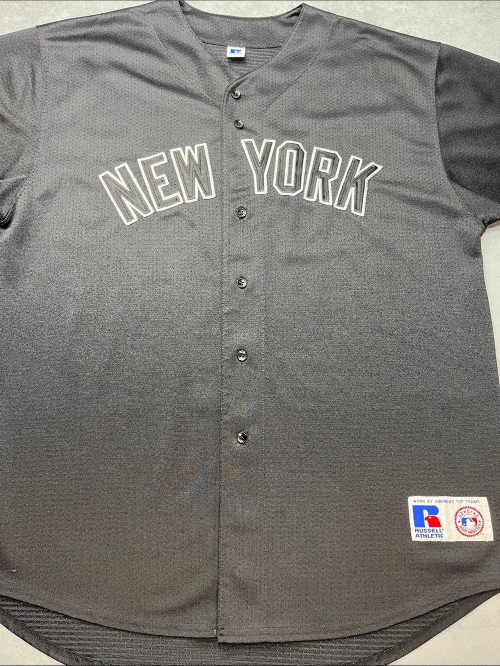 Russell Athletic New York Yankees Button Front Jersey XXL Gray MLB